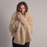 Llama Faux Fur Slit Scarf - Cream Llama Faux Fur Slit Scarf - Cream