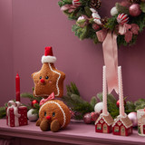 Standing Cookie Star In Santa Hat Brown