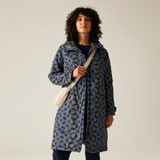 Orla Long Length Waterproof Jacket – Frilly Flower Blue & Dark Olive   Orla Long Length Waterproof Jacket – Frilly Flower Blue & Dark Olive