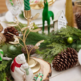 Metal Mistletoe Candleholder Gold Medium