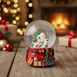 Large Snow Globe Santa with Puppy-Santa Claus is Coming to Town