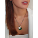 Gold/Malachite T-Bar Charm Necklace