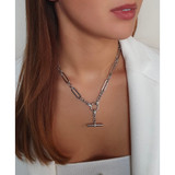 Rhodium Chunky T-Bar Necklace