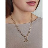 Gold/CZ T-Bar Necklace