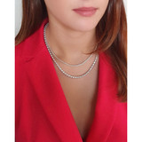 Silver Double Row Layered Necklace