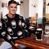 Guinness All-Over Smiley Pint Santa Jumper – Black