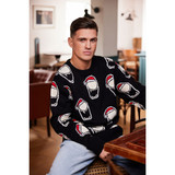 Guinness All-Over Smiley Pint Santa Jumper – Black