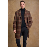 Owen Tweed Coat Tobacco Check - Brown