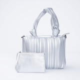 Armadillo Pleat Medium Tote – Silver