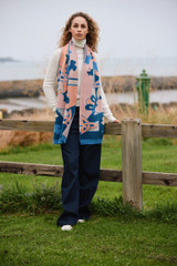 Claddagh Knit Scarf Blue And Salmon