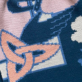 Claddagh Knit Scarf Blue And Salmon