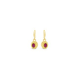Gold Fuchsia Oval Drop Earrings