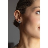 Gold Light Sapphire Cluster Stud Earrings