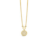 Gold Open Disc CZ Pendant Necklace