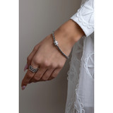 Rhodium Chain Bracelet with Magnetic Pavé Clasp