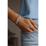 Rhodium Triple Row Stone Bangle