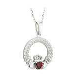 Birthstone Amethyst Silver Claddagh Pendant