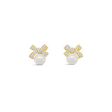Gold & Pearl Bow Earrings