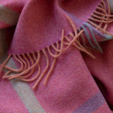 Merino Lambswool Throw - Sunset Pink Windowpane Check