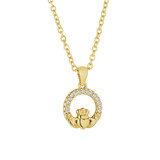 Gold Plated Crystal Claddagh Pendant