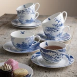 Archive Blue Teacups & Saucers Set of 6