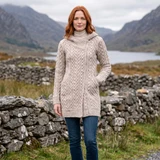 Claddagh Heart Design Side Zip Aran Coatigan