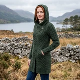 Claddagh Heart Design Side Zip Aran Coatigan