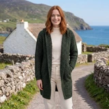 Herringbone Shawl Hooded Aran Cardigan