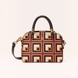 Mini Block Handbag - Retro Flower Check Orange 