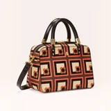 Mini Block Handbag - Retro Flower Check Orange 
