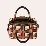 Mini Block Handbag - Retro Flower Check Orange 
