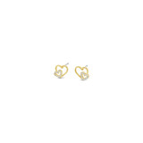 Gold Double Heart Stud Earrings