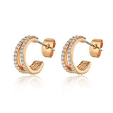 Gold Pave Set Mini Double Circle Huggies