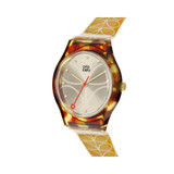 Orla Kiely Bobby Mustard Stem Print Plastic Stripe Watch_10002