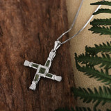 Sterling Silver Connemara Marble St. Brigid's Cross Pendant