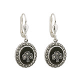 Solvar Sterling Silver Connemara Marble Marcasite Shamrock Drop Earrings_10001