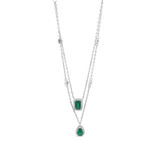 Absolute Silver Double Layer Necklace Emerald_10002