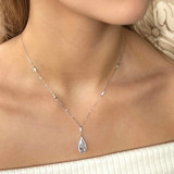 Absolute Silver Cubic Zirconia Teardrop Pendant_10001