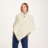 Aran Woollen Mills Merino Wool Aran Poncho Cream_10001