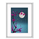 Colleen Fitzpatrick Art Silver Moon, Pink Blossoms Framed Print_10001