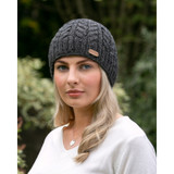 Erin Knitwear Ladies Aran Cable Pull On Hat Charcoal_10001