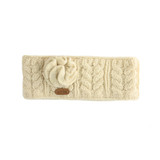 Erin Knitwear Ladies Aran Cable Headband With Flower White_10002