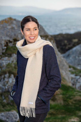 Foxford Cream Herringbone Wool Cashmere Scarf_10002