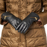Ashwood Black Zip Detail Leather Gloves_10001