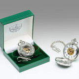 Mullingar Pewter Gents Mechanical Pocket Watch Kells Birds_10001