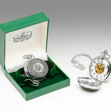 Mullingar Pewter Gents Mechanical Pocket Watch Shamrock_10001