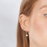 NJO 9K Yellow Gold Hoop Earrings with Star Drop_10001