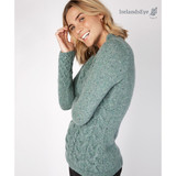 Aran Horseshoe V Neck Ocean Mist Sweater_10003