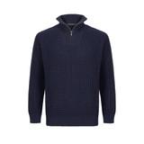 IrelandsEye Reefer Ribbed Zip Neck Sweater Navy _10002