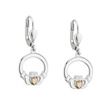 Solvar Sterling Silver & 10K Gold Claddagh Drop Earrings_10001